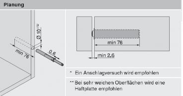 TIP-ON für Türen Langversion mit Puffer für Scharniere mit Federn platingrau